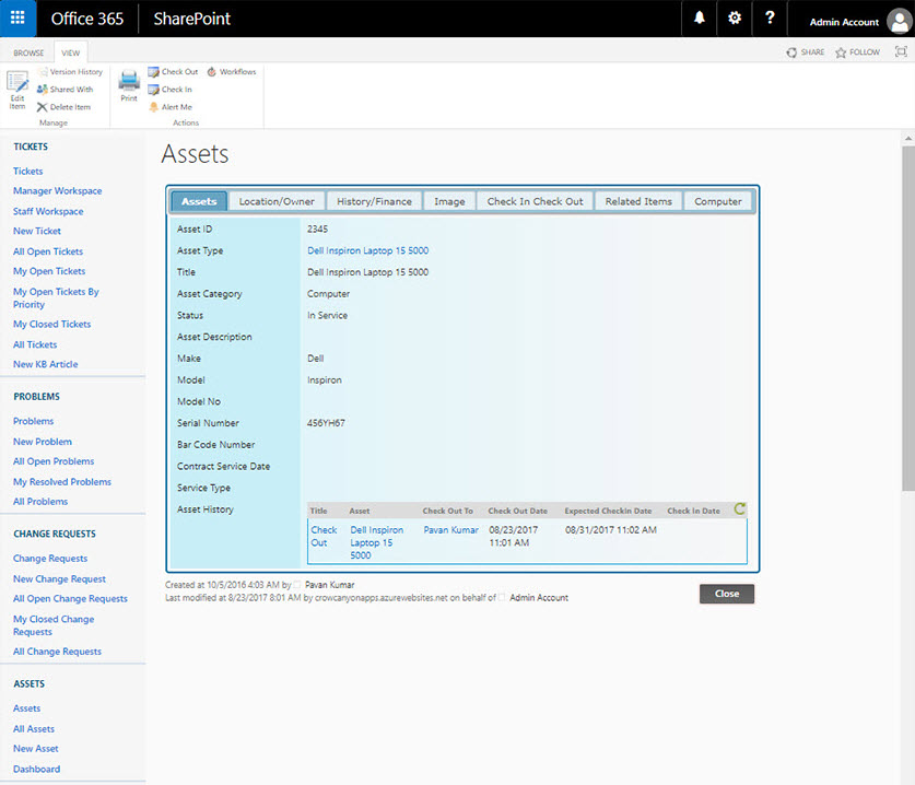 screenshot of AMS for SharePoint
